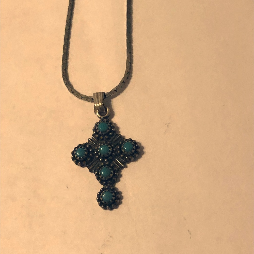 Vintage sea foam cross necklace